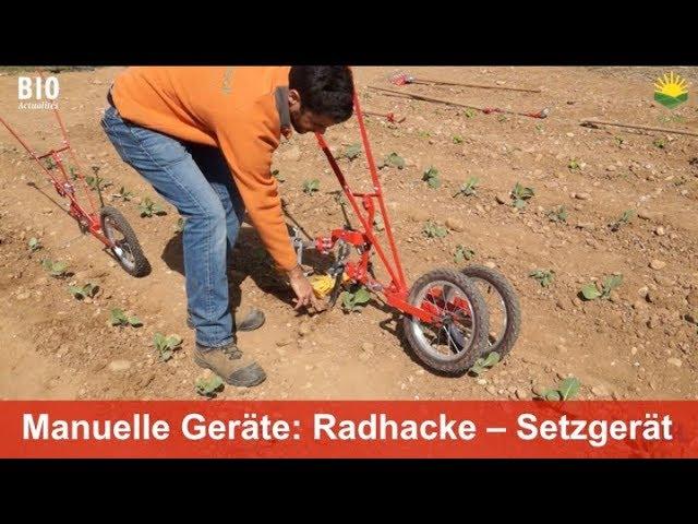 Manual tools for small vegetable farms: Wheel hoe and planter from Terrateck