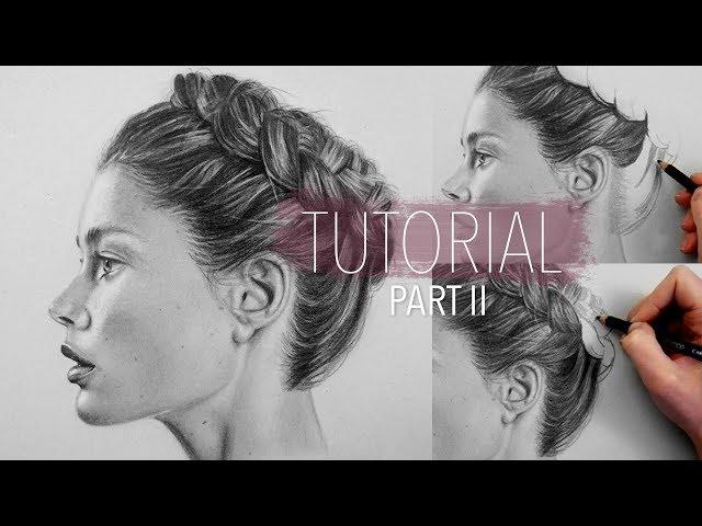 How to draw realistic hair (braid updo) Part 2 | Step by Step Portrait Drawing Tutorial