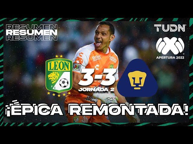 Resumen y goles | León 3-3 Pumas | Liga Mx Apertura 22 -J2 | TUDN