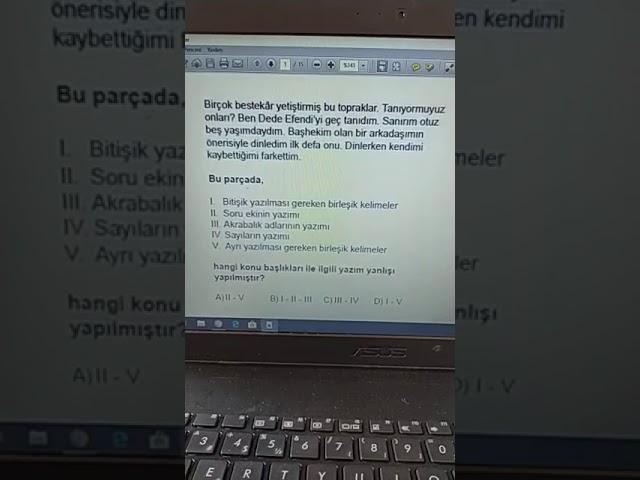 Şırnak il milli eğitim 8.sınıf 3.online LGS Türkçe 2.soru