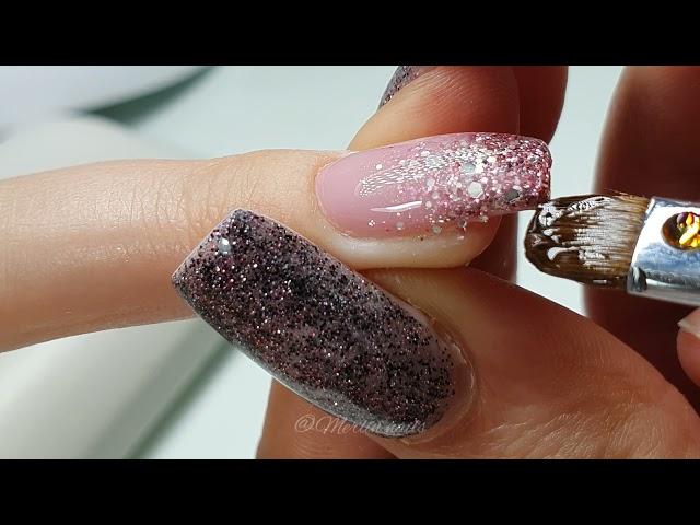 @MerlinNails Best Baby boomer Ombre Glitter Nails Square shape | Gel on natural nails