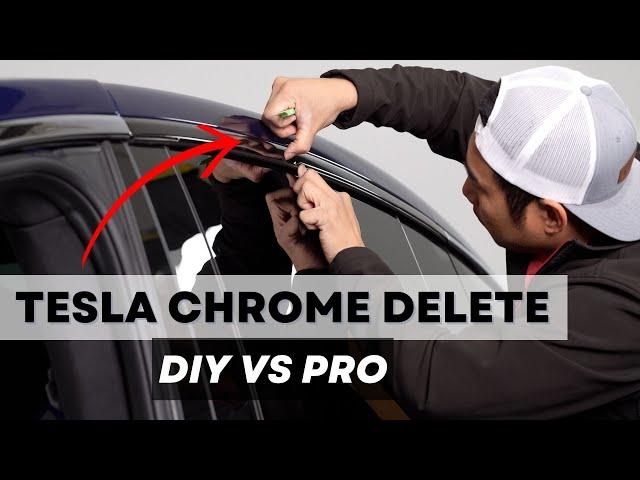 Black Out Tesla Chrome Trims With Vinyl Wrap - DIY Chrome Delete vs Pro Install - TESBROS