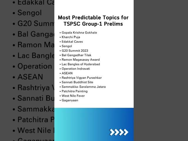 TSPSC Group-1 Prelims Predictable Topics #shorts #tspscgroup1 #tspscgroup2 #tspsc