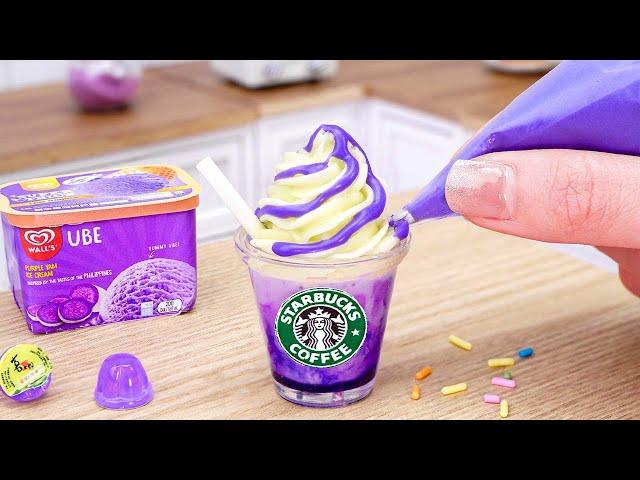 PERFECT!!! Amazing Homemade Miniature Starbucks Purple Frappuccino Recipe | ASMR Cooking Mini Food