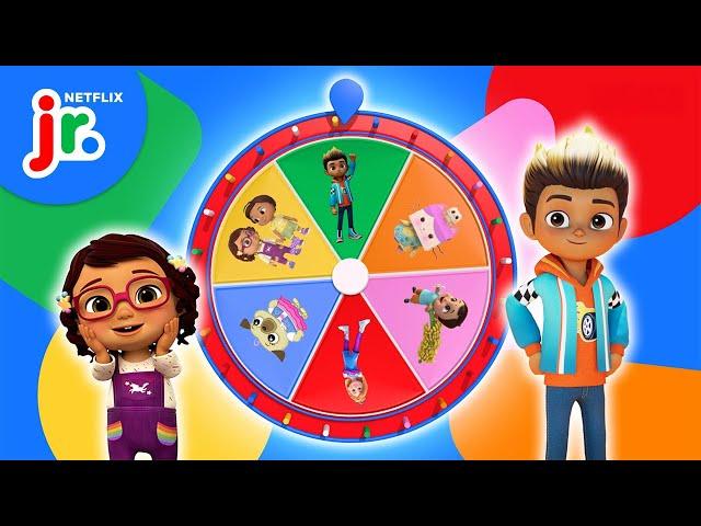 Mystery Wheel of Teamwork!  CoComelon Lane, Hot Wheels Let's Race, & More! | Netflix Jr