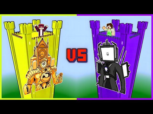 Hachi Thử Thách Đại Chiến Lâu Đài Clock Man Và TV Man Trong Minecraft