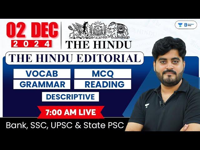 02 December 2024 | The Hindu Analysis | The Hindu Editorial | Editorial by Vishal sir | Bank | SSC