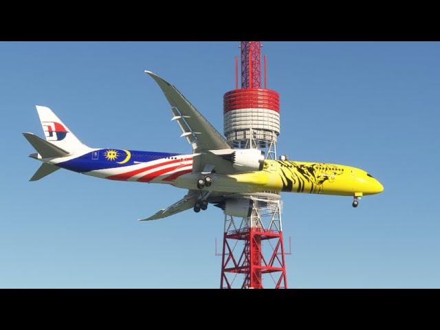 Extreme Weather at HANEDA airport = Landing Malaysian plane