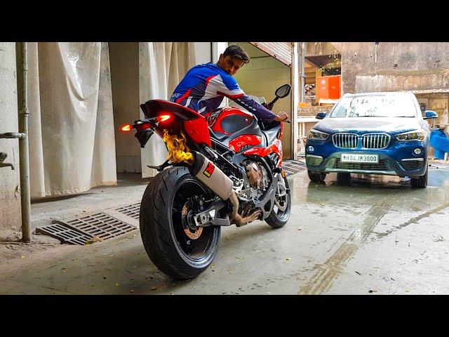 LOUD BMW S1000RR Akrapovic Full Exhaust System Sound (FLAME SPITTER) 