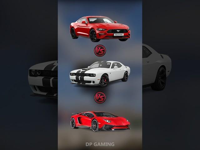 Ford Mustang vs Dodge Challenger vs Lamborghini Aventador battle! Which car will win? 