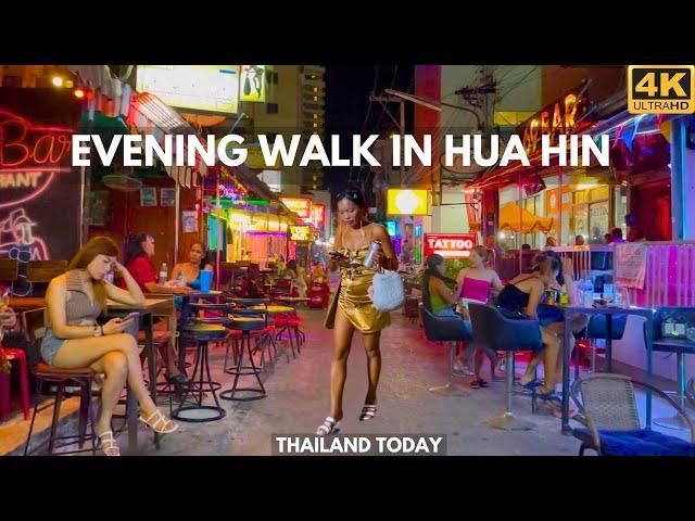 [4K] Walk around evening Hua Hin, Thailand today. Royal resort 2024