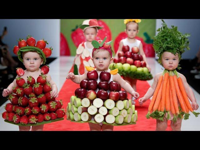 Cute Baby Fashion Show Featuring Food-Themed Outfits | infant fashion | Adorable ensembles