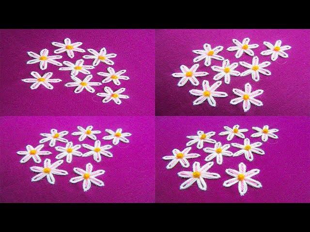 Hand Embroidery; Lazy daisy stitch ; Flower embroidery by Nakshi kantha World