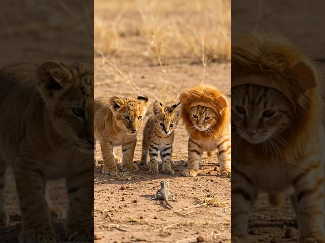 Cats found a lizard. #shortsfeed #viralvideo #tiger #bobcat #cat #africa #savannah #funnyanimal