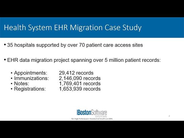 EHR Data Migration Success - 5 Million Patient Records - Boston Software Systems - Healthcare RPA