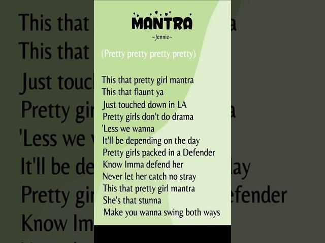 Jennie - Mantra (Lyrics) #song #lyrics #mantra #jennie #blackpink #spotify #hitmusic #fyp #tiktok