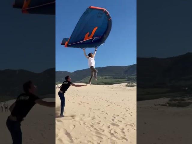 Kid flying away with a Wing! 