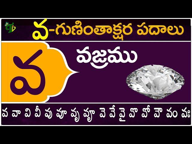 వ గుణింతాక్షర పదాలు | Va Guninthakshara Padalu | Va Gunintham padalu in telugu | Telugu Vanam