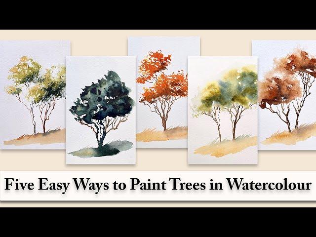 5 Easy Ways to Paint Trees in Watercolour | Loose Expressive Style | Beginner Techniques | Tutorial