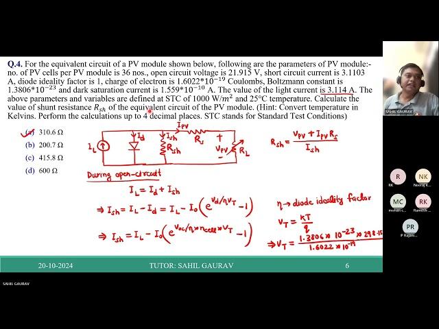 Tutorial 13 || Revision Session || Design of Photovoltaic Systems by Prof. L Umanand - noc24_ee109