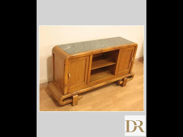 Elegant 1950s Italian Art Deco Walnut TV Stand | Mid-Century Modern Media Center Console
