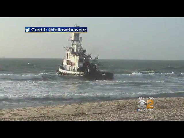 Tugboat Runs Aground At Jersey Shore In Lavallette