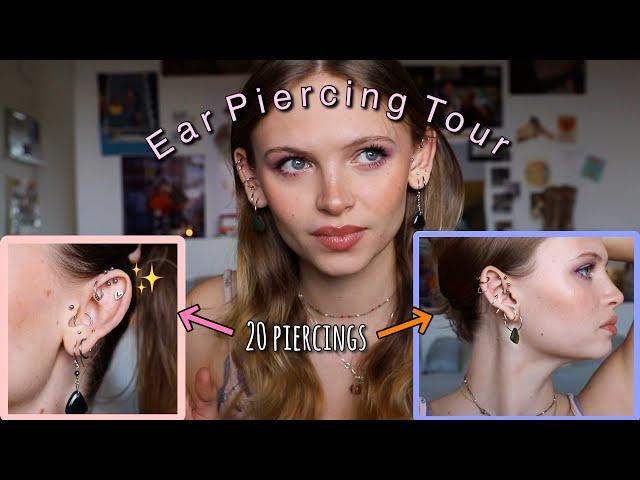 20 EAR PIERCINGS | Ear tour + rating pain & healing process | Sara Carstens