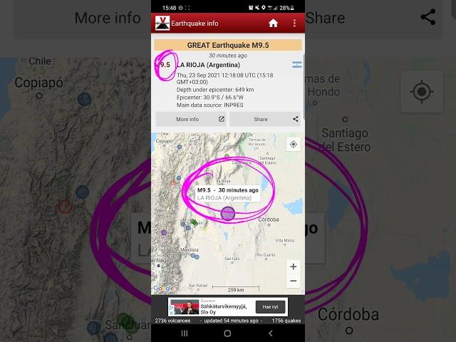 9,5 MAG EARTHQUAKE 649km Deep, ARGENTINA