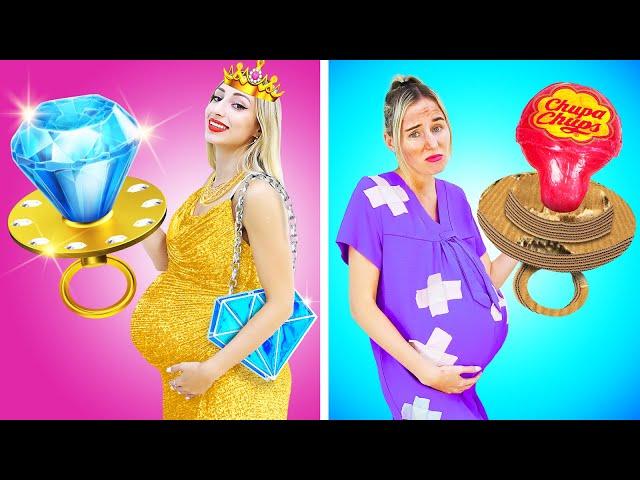 RICH VS BROKE PREGNANCY SITUATIONS | 7 FUNNY SITUATIONS WHILE PREGNANT | CHEAP & EXPENSIVE MOMENTS