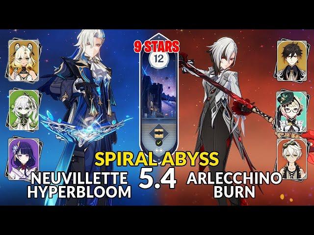 New 5.4 Spiral Abyss | Neuvillette Hyperbloom and Arlecchino Burn | Genshin Impact Floor 12