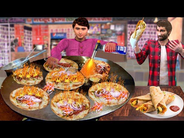 Fire Manchurian Kathi Rolls Tasty Veg Rolls Street Food Hindi Kahani Moral Stories New Comedy Video