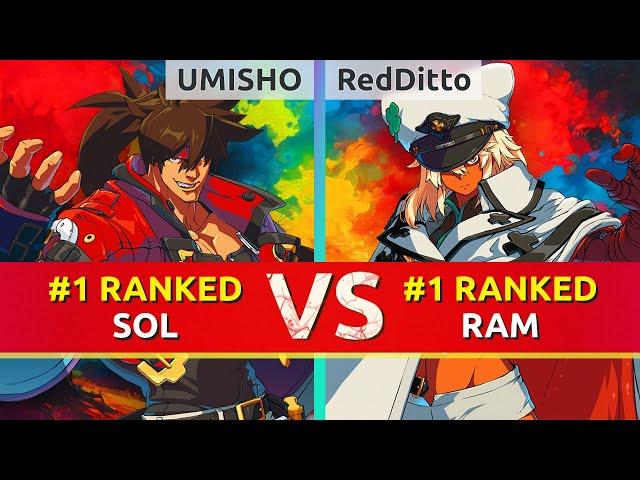 GGST ▰ UMISHO (#1 Ranked Sol) vs RedDitto (#1 Ranked Ramlethal). High Level Gameplay