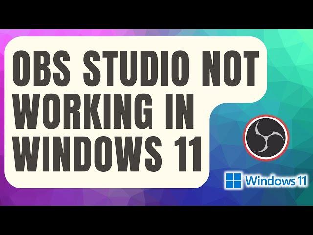 How To Fix OBS Studio Not Working In Windows 11 [Updated 2024]