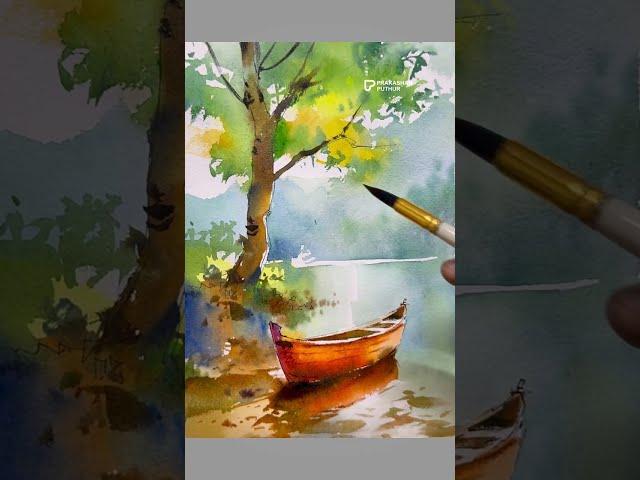 How to use angled brush on water colour | line and brush painting tutorial for beginners