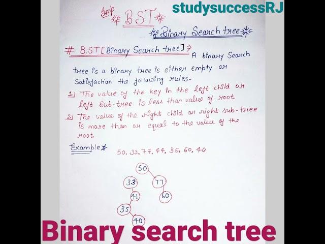 What is a B.S.T #Binary search tree # data structure #study success RJ#
