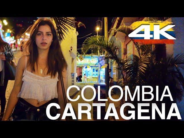 Colombia. Cartagena. 4K Walk at Night 