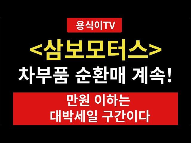 용식이-삼보모터스 차부품 순환매 계속! 만원 이하는 대박세일 구간이다