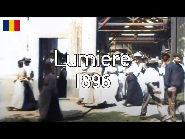 1895 Workers Leaving Factory, Lumiere (In COLOR)