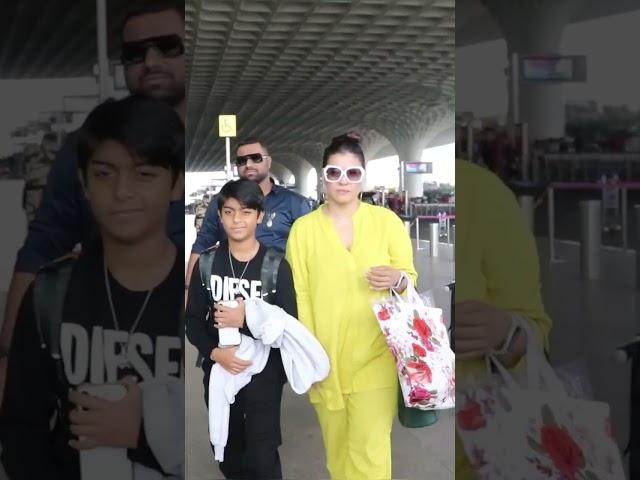 Kajol with son Yug Devgan spotted at the airport