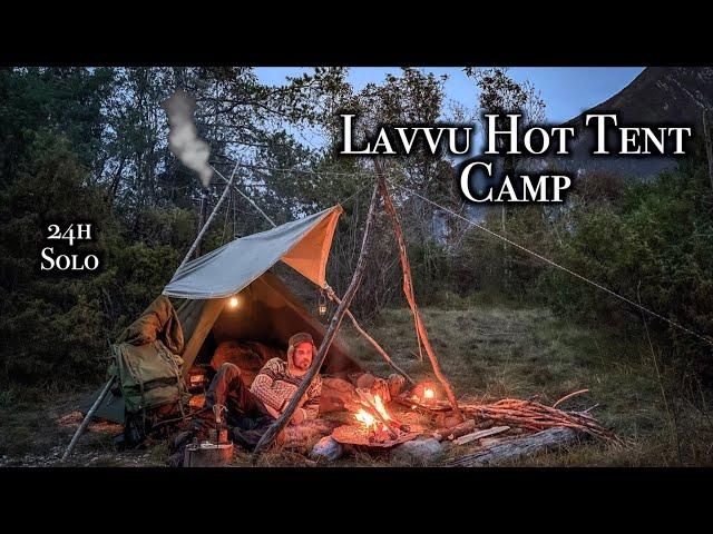 24h Lavvu Hot Tent Camp / Bushcraft, Campfire Cooking, Pothanger, LK-70, ASMR