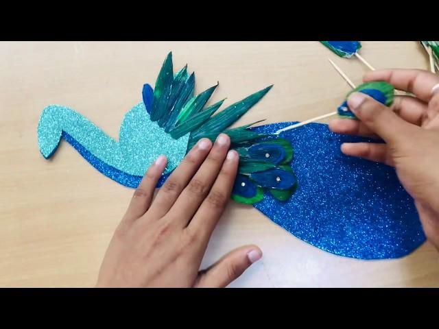 A stunning peacock  from  cornhusk| room decor | Fun With Fiza