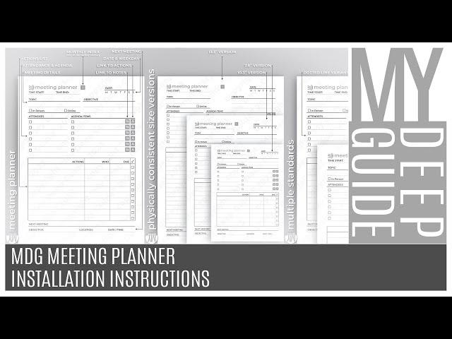 MDG Meeting Planner - Installation Instructions