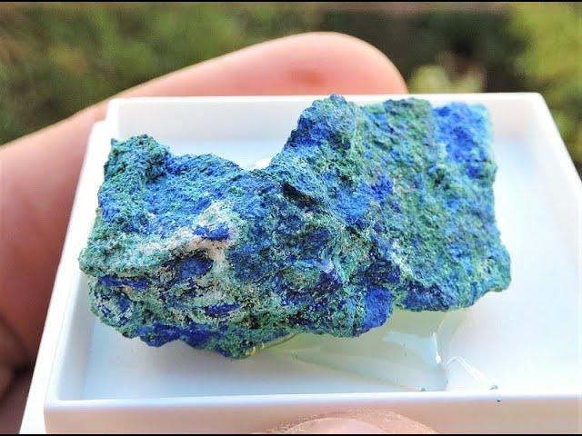 Azurite and Malachite mineral specimen from the Lavrion mines in Greece.