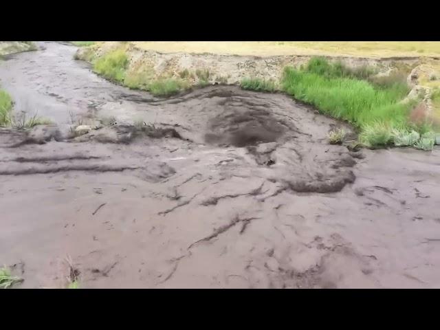 Drone captures INSANE DEBRIS FLOW off Pine Gulch Fire burn scar, Colorado