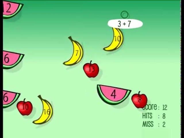 Fruit Splat Addition Math Game - (Level 2: Addition - Single digits ) Gameplay