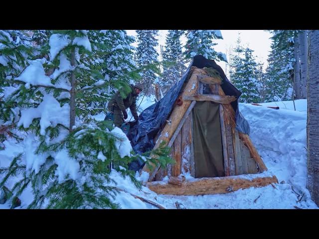 3 days in the cold woods, almost lost an eye, building a shelter with a stove