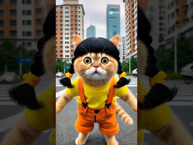 Cute Cat Became a Squid Game Doll  #cat #cartoon #funny