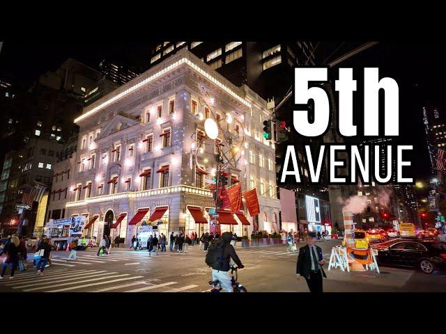 NEW YORK CITY Walking Tour [4K] - 5th AVENUE ... Early Christmas Season Tour