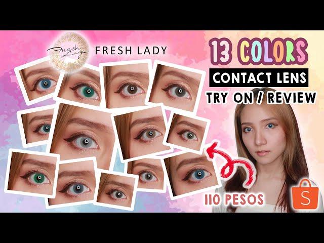 【REVIEW】13 Colors Fresh Lady Contact Lens Try On | Dark Brown Eyes Shopee Haul Philippines