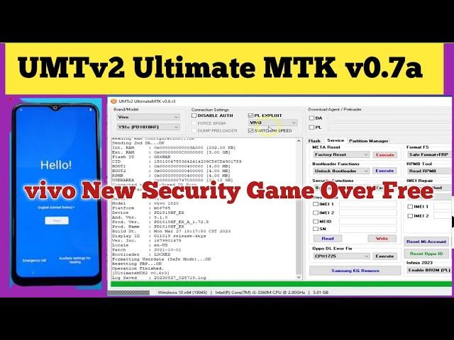 UMTv2 Ultimate MTK v0.7a Vivo MTK 2023 Solution || Vivo Preloader Free One Click New Update